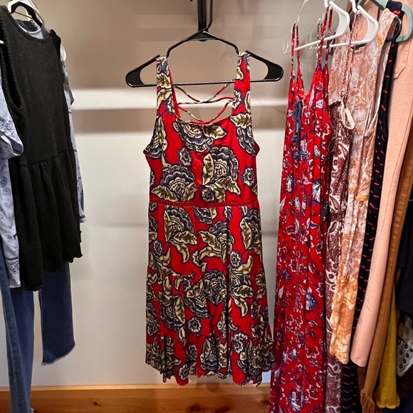 Maurices Dresses & Skirts - Maurices Red Floral Crisscross Back Mini Dress